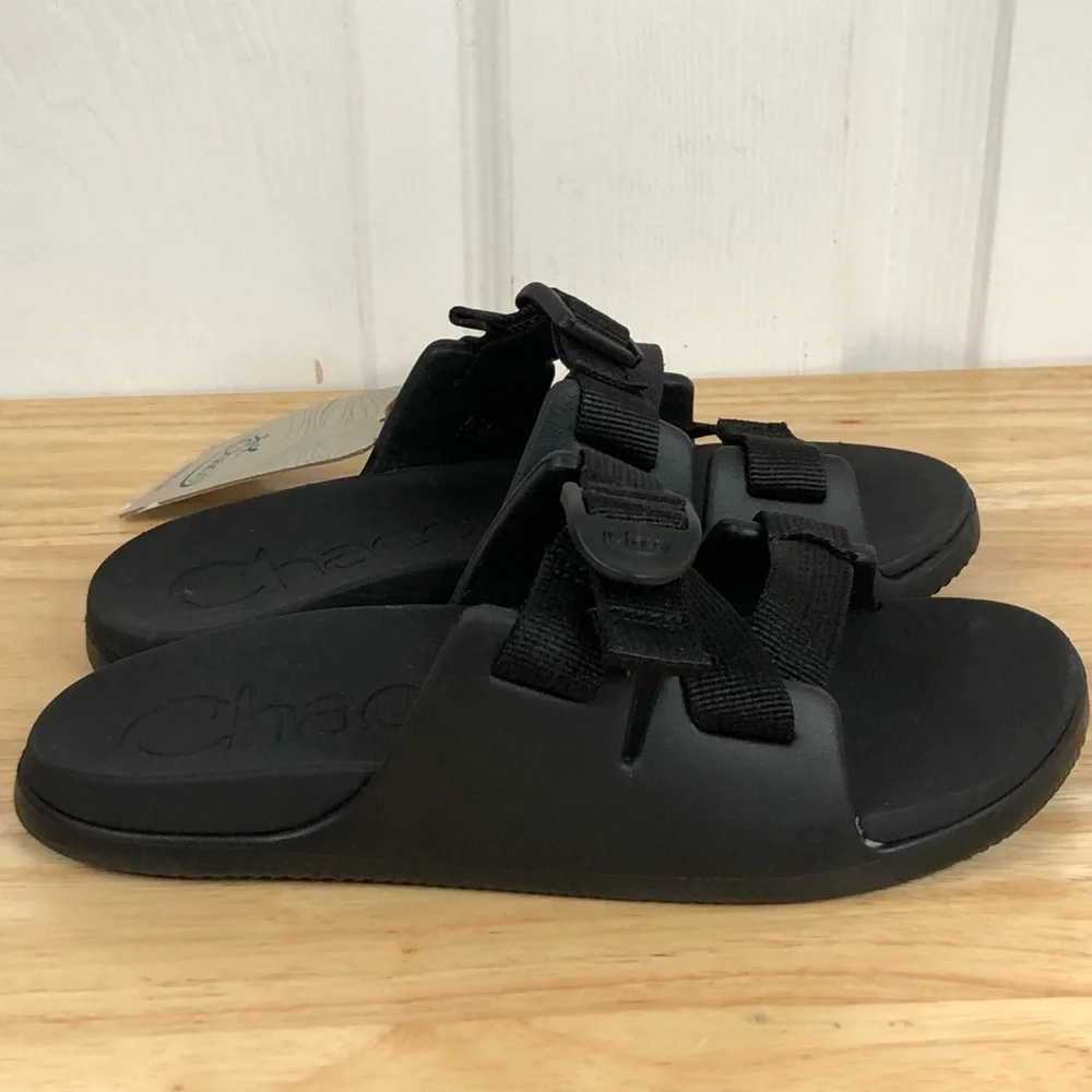 NEW Kids Chaco sandals Black Chillos Sport Shoe open back adjustable cross strap